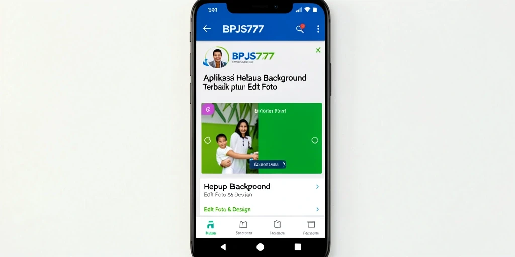 Tampilan antarmuka aplikasi BPJS777 untuk menghapus background foto.