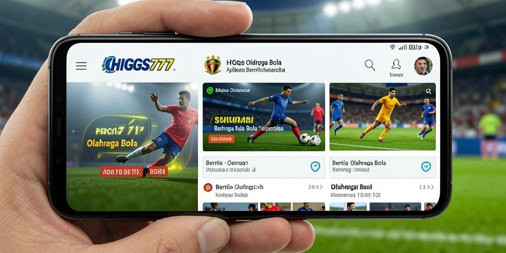 Antarmuka HIGGS777 yang sederhana dan informatif untuk berita olahraga bola.