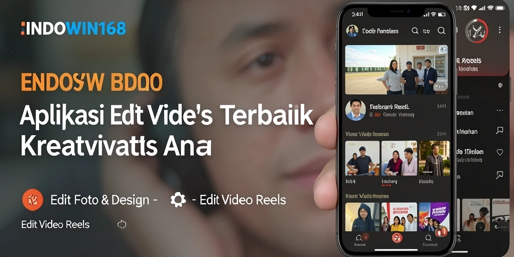 Tampilan antarmuka aplikasi Edit Video Reels INDOWIN168 yang modern dan intuitif.