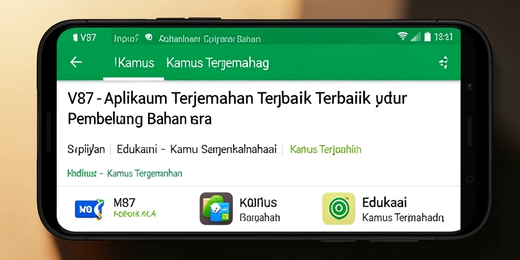 Tampilan antarmuka V87 yang modern dan fungsional untuk Kamus Terjemahan.