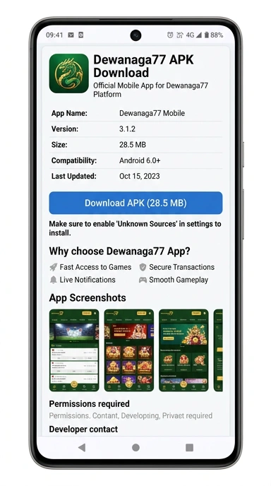 Tampilan halaman APK dewanaga77