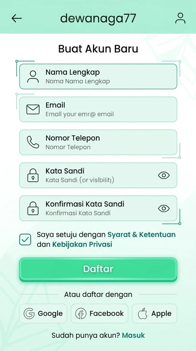 Tampilan halaman daftar dewanaga77